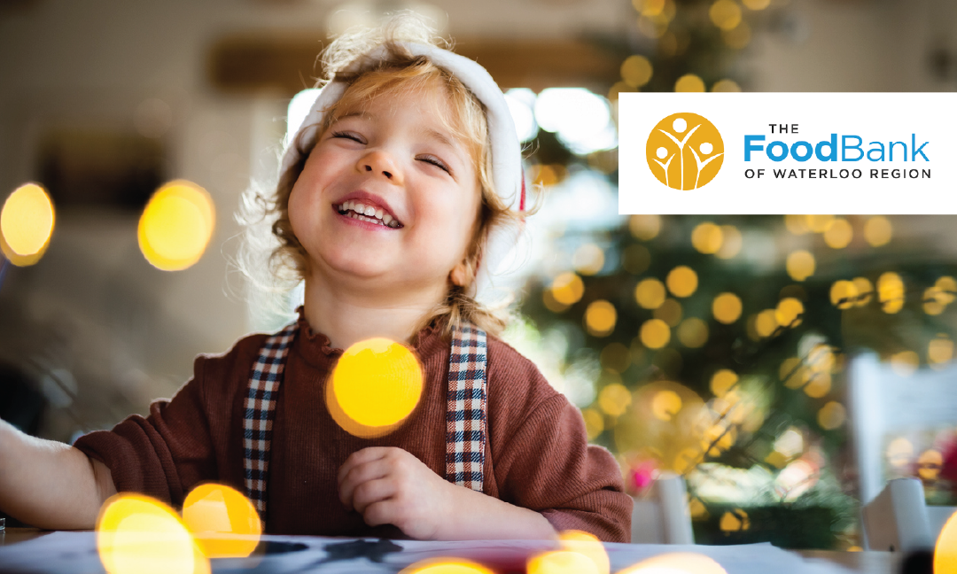 Christmas, child smiling, Foodbank of WR logo